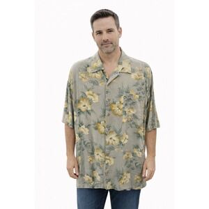 Vintage Tommy Bahama Silk Shirt Size XXL Hawaiian Floral Camp Shirt